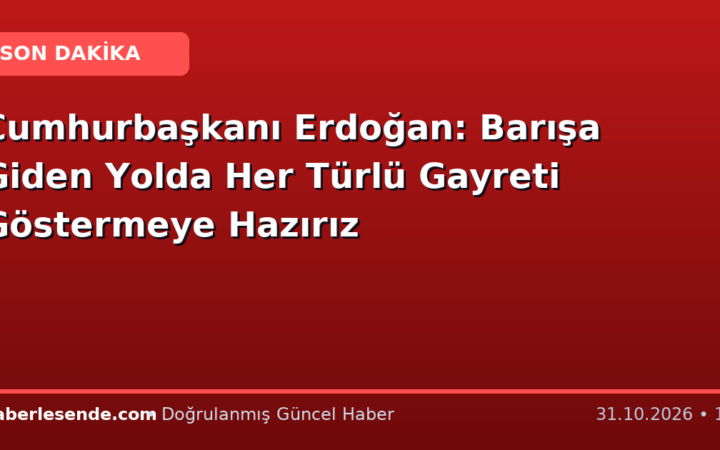 Cumhurbaşkanı Erdoğan: Barışa Giden Yolda Her Türlü Gayreti Göstermeye Hazırız