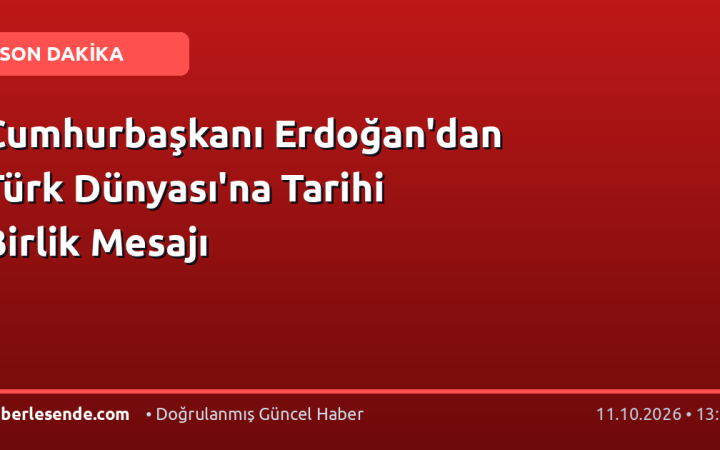 Cumhurbaşkanı Erdoğan'dan Türk Dünyası'na Tarihi Birlik Mesajı