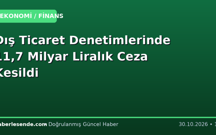 Dış Ticaret Denetimlerinde 11,7 Milyar Liralık Ceza Kesildi