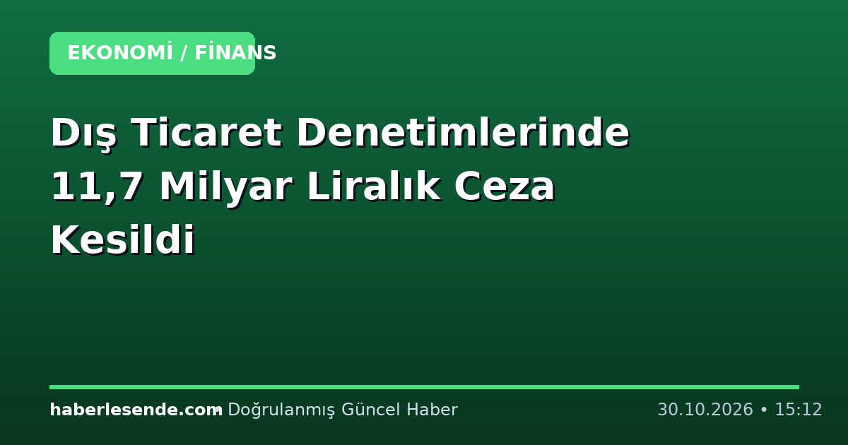 Dış Ticaret Denetimlerinde 11,7 Milyar Liralık Ceza Kesildi