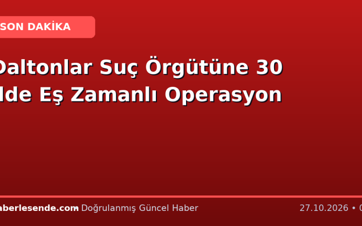 Daltonlar Suç Örgütüne 30 İlde Eş Zamanlı Operasyon
