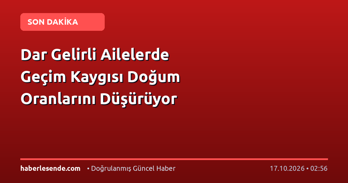 Dar Gelirli Ailelerde Geçim Kaygısı Doğum Oranlarını Düşürüyor