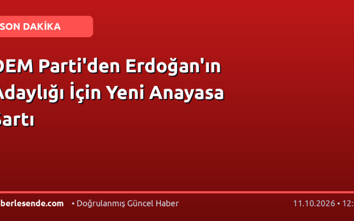 DEM Parti'den Erdoğan'ın Adaylığı İçin Yeni Anayasa Şartı