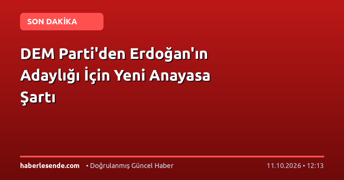 DEM Parti'den Erdoğan'ın Adaylığı İçin Yeni Anayasa Şartı