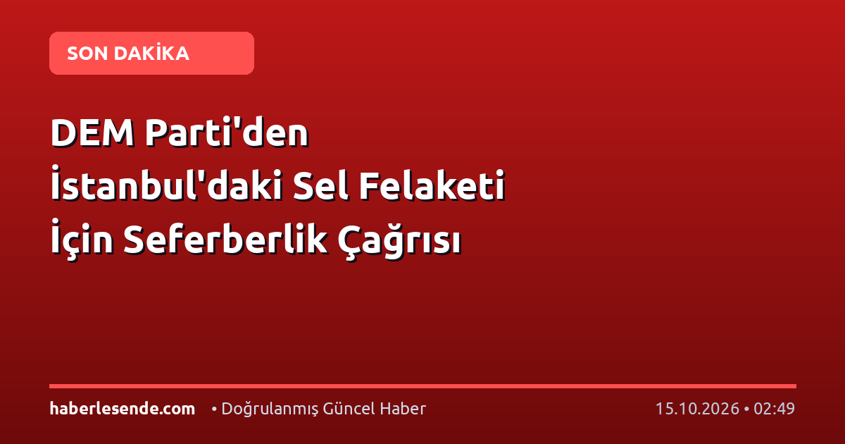 DEM Parti'den İstanbul'daki Sel Felaketi İçin Seferberlik Çağrısı