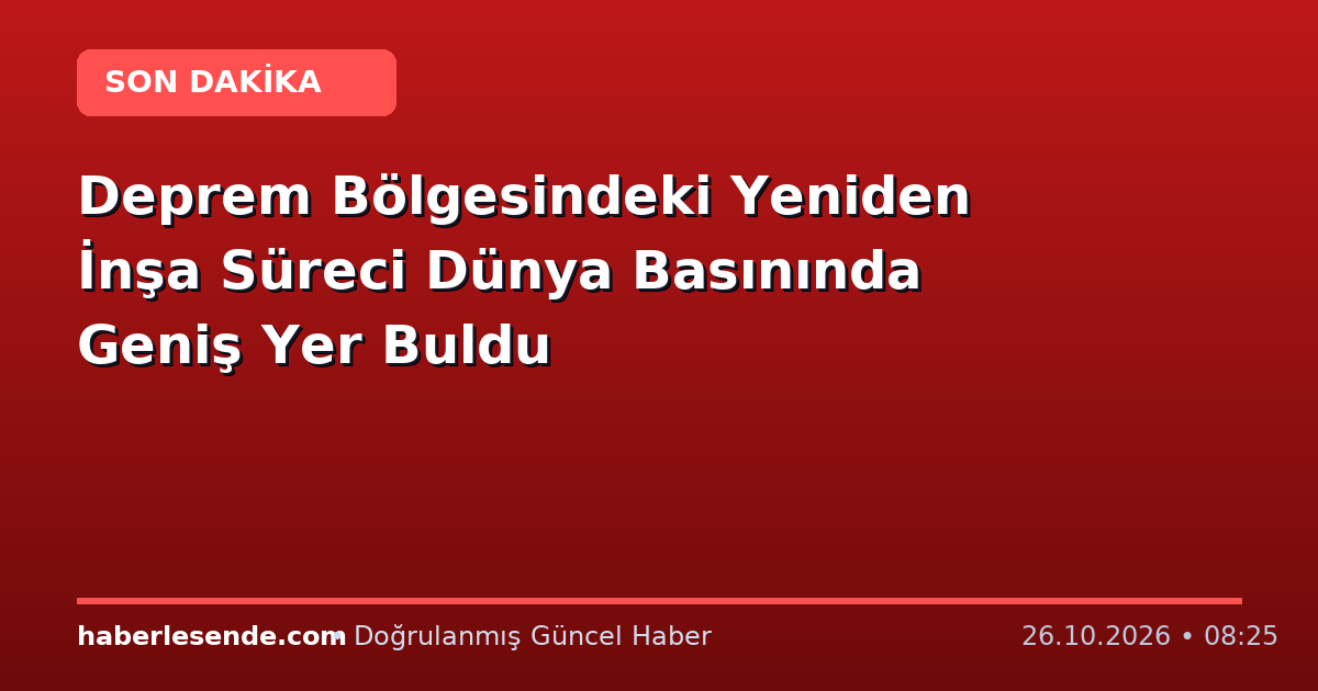 Deprem Bölgesindeki Yeniden İnşa Süreci Dünya Basınında Geniş Yer Buldu