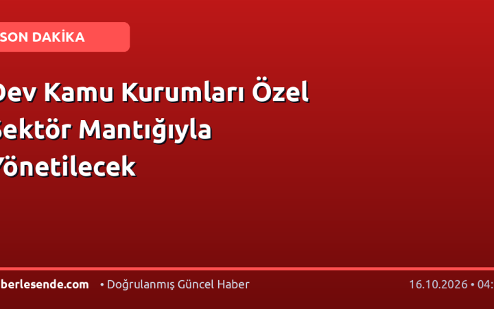 Dev Kamu Kurumları Özel Sektör Mantığıyla Yönetilecek