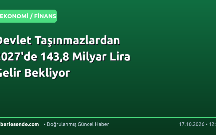 Devlet Taşınmazlardan 2027'de 143,8 Milyar Lira Gelir Bekliyor