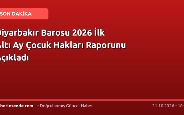 Diyarbakır Barosu 2026 İlk Altı Ay Çocuk Hakları Raporunu Açıkladı