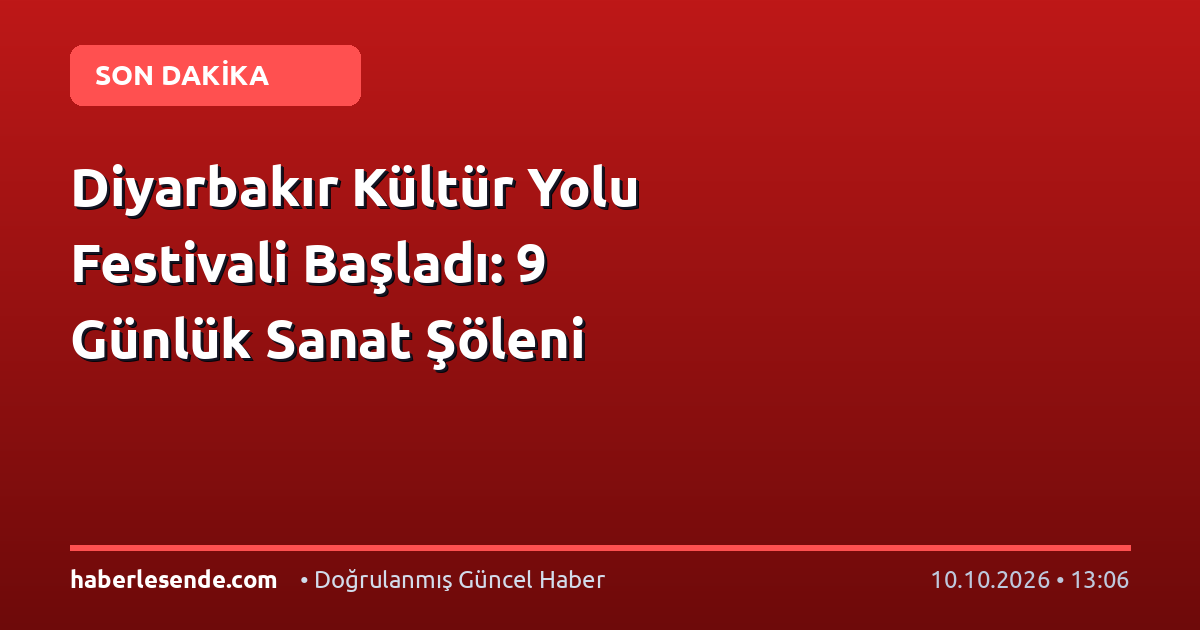 Diyarbakır Kültür Yolu Festivali Başladı: 9 Günlük Sanat Şöleni