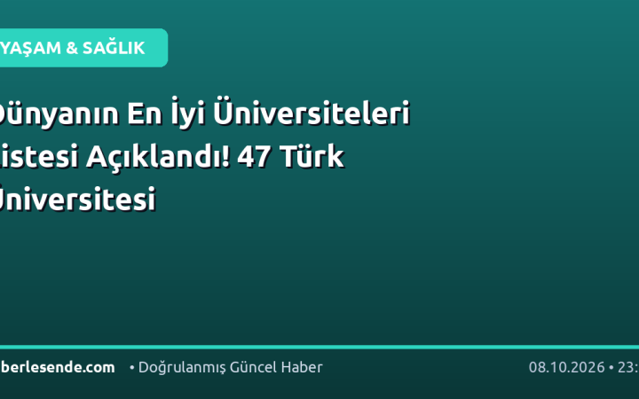 Dünyanın En İyi Üniversiteleri Listesi Açıklandı! 47 Türk Üniversitesi