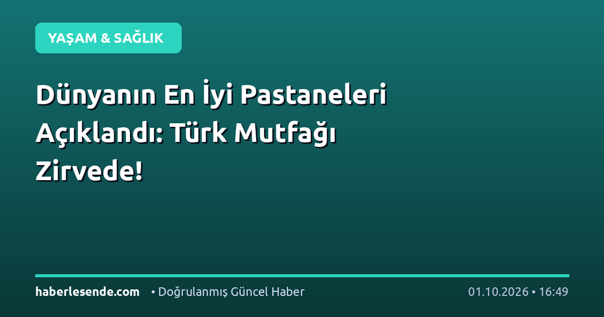 Dünyanın En İyi Pastaneleri Açıklandı: Türk Mutfağı Zirvede!