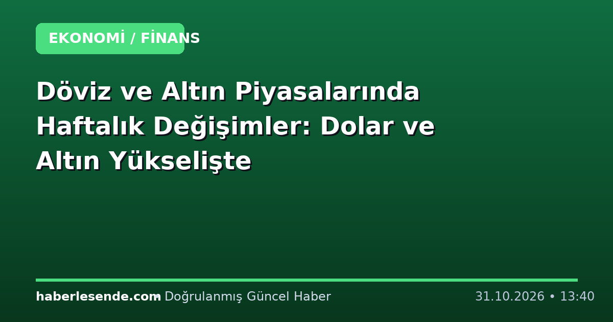 Döviz ve Altın Piyasalarında Haftalık Değişimler: Dolar ve Altın Yükselişte