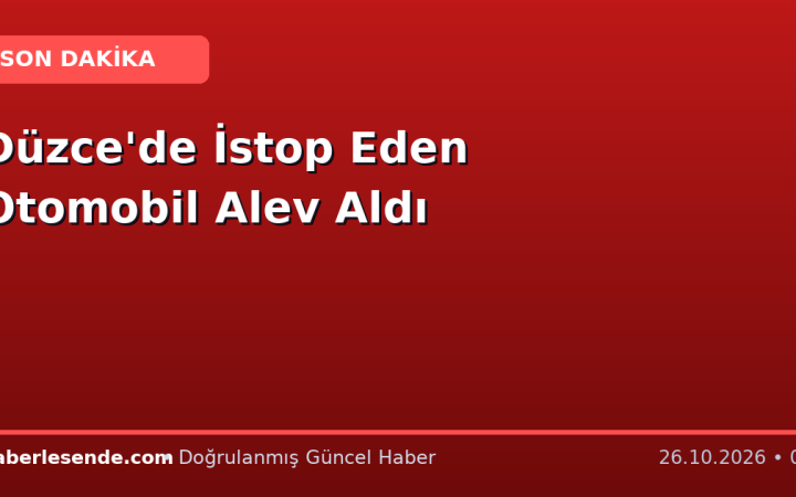 Düzce'de İstop Eden Otomobil Alev Aldı
