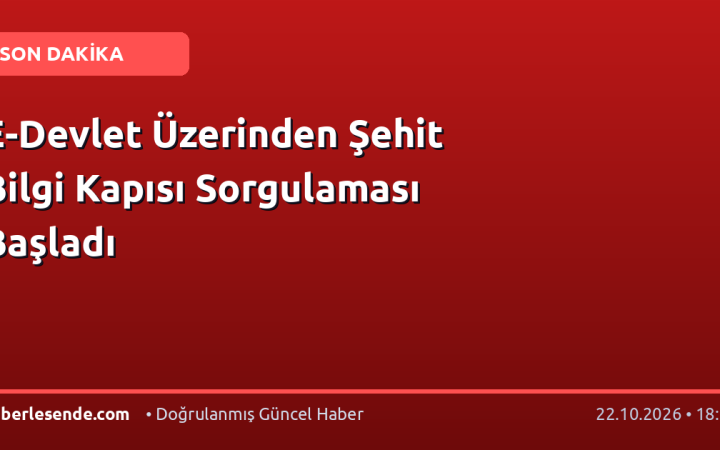 E-Devlet Üzerinden Şehit Bilgi Kapısı Sorgulaması Başladı
