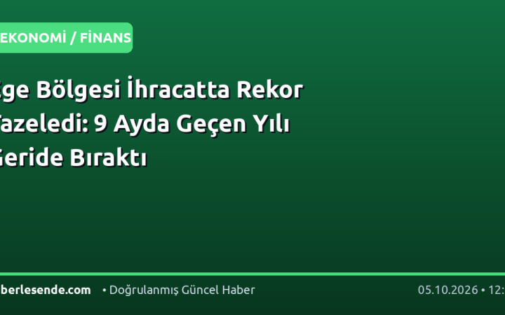 Ege Bölgesi İhracatta Rekor Tazeledi: 9 Ayda Geçen Yılı Geride Bıraktı