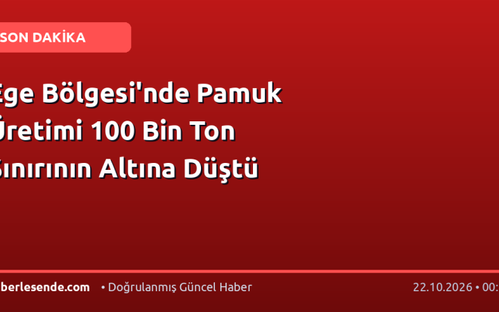 Ege Bölgesi'nde Pamuk Üretimi 100 Bin Ton Sınırının Altına Düştü