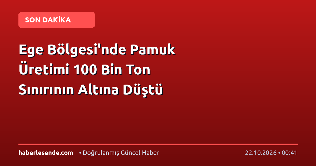 Ege Bölgesi'nde Pamuk Üretimi 100 Bin Ton Sınırının Altına Düştü
