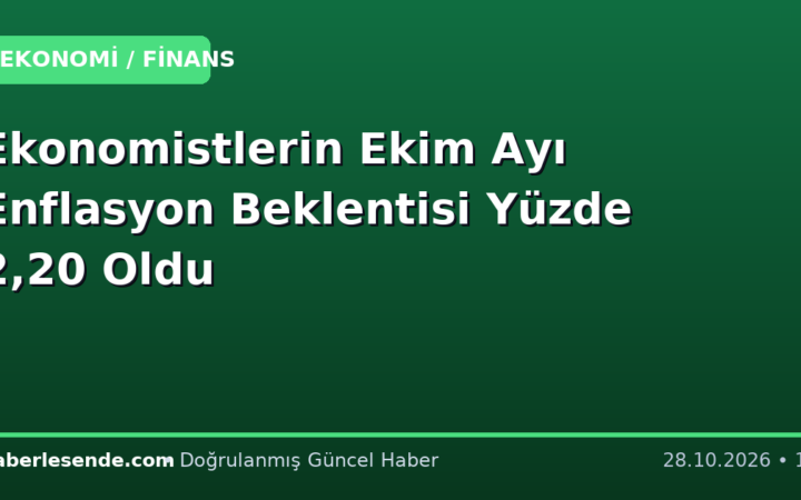 Ekonomistlerin Ekim Ayı Enflasyon Beklentisi Yüzde 2,20 Oldu