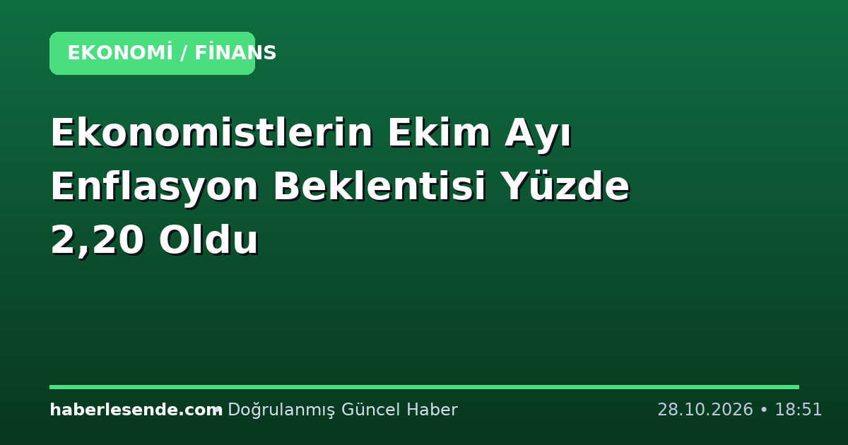 Ekonomistlerin Ekim Ayı Enflasyon Beklentisi Yüzde 2,20 Oldu