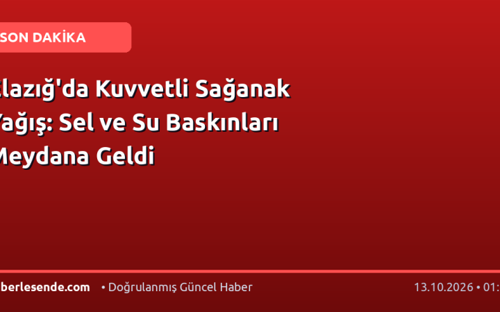 Elazığ'da Kuvvetli Sağanak Yağış: Sel ve Su Baskınları Meydana Geldi