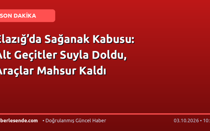 Elazığ’da Sağanak Kabusu: Alt Geçitler Suyla Doldu, Araçlar Mahsur Kaldı
