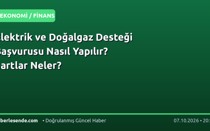Elektrik ve Doğalgaz Desteği Başvurusu Nasıl Yapılır? Şartlar Neler?