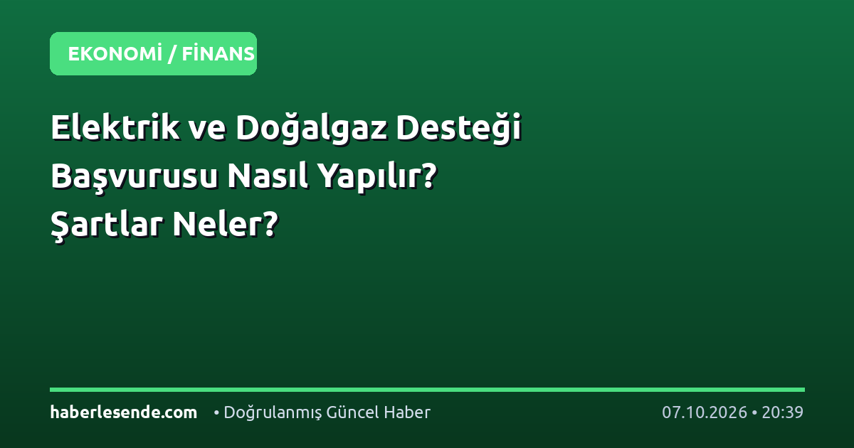 Elektrik ve Doğalgaz Desteği Başvurusu Nasıl Yapılır? Şartlar Neler?