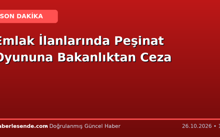 Emlak İlanlarında Peşinat Oyununa Bakanlıktan Ceza