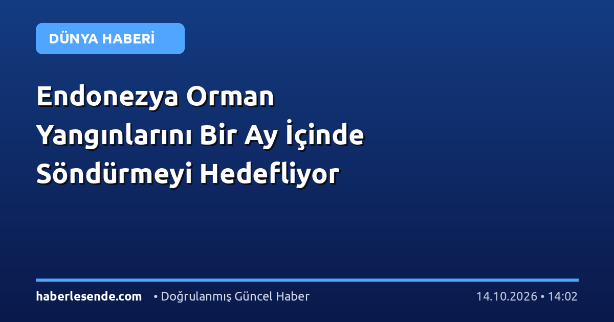 Endonezya Orman Yangınlarını Bir Ay İçinde Söndürmeyi Hedefliyor