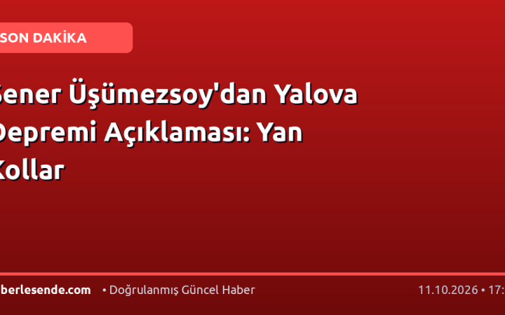 Şener Üşümezsoy'dan Yalova Depremi Açıklaması: Yan Kollar
