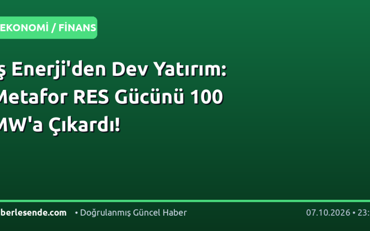 İş Enerji'den Dev Yatırım: Metafor RES Gücünü 100 MW'a Çıkardı!