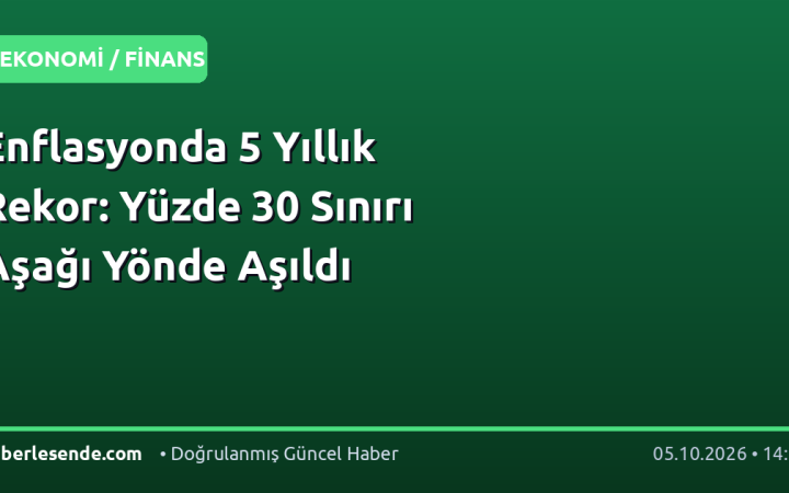 Enflasyonda 5 Yıllık Rekor: Yüzde 30 Sınırı Aşağı Yönde Aşıldı