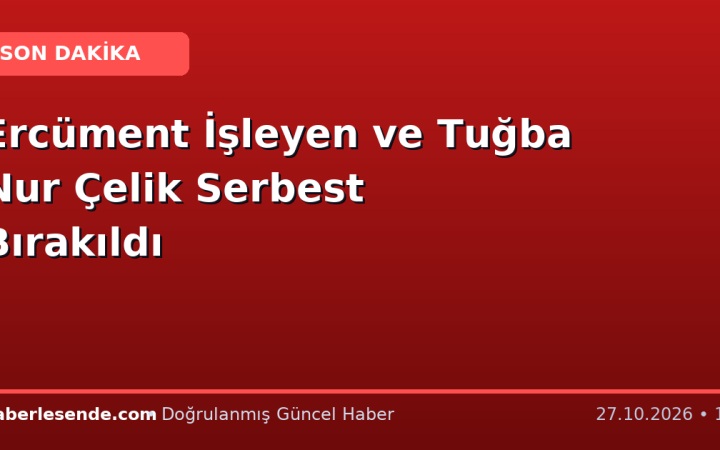 Ercüment İşleyen ve Tuğba Nur Çelik Serbest Bırakıldı