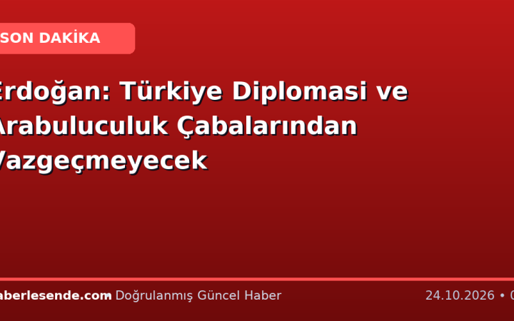 Erdoğan: Türkiye Diplomasi ve Arabuluculuk Çabalarından Vazgeçmeyecek