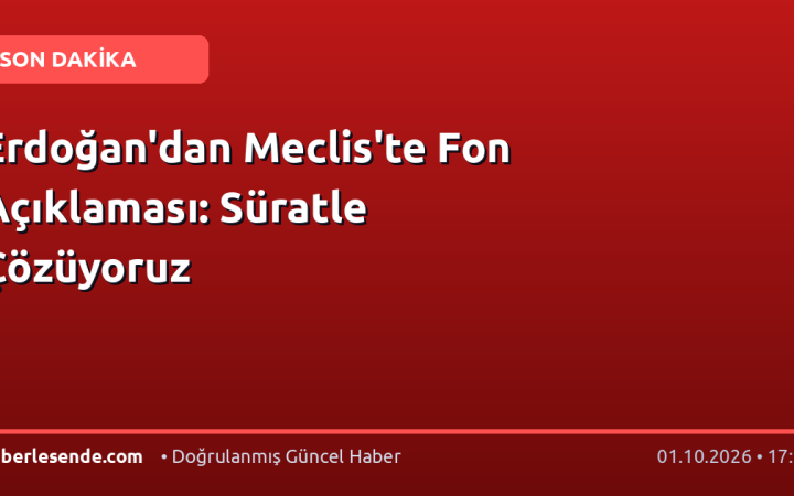 Erdoğan'dan Meclis'te Fon Açıklaması: Süratle Çözüyoruz