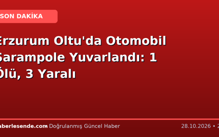 Erzurum Oltu'da Otomobil Şarampole Yuvarlandı: 1 Ölü, 3 Yaralı