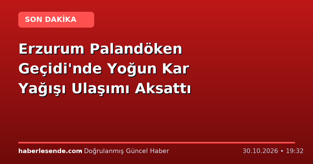 Erzurum Palandöken Geçidi'nde Yoğun Kar Yağışı Ulaşımı Aksattı