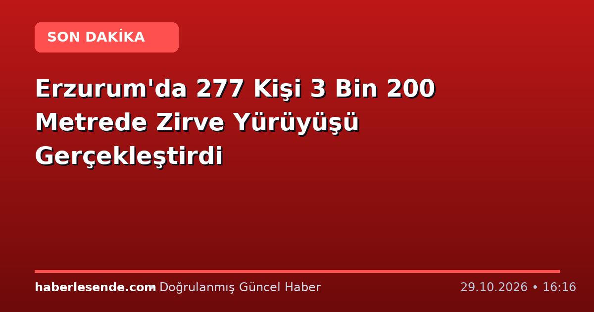 Erzurum'da 277 Kişi 3 Bin 200 Metrede Zirve Yürüyüşü Gerçekleştirdi