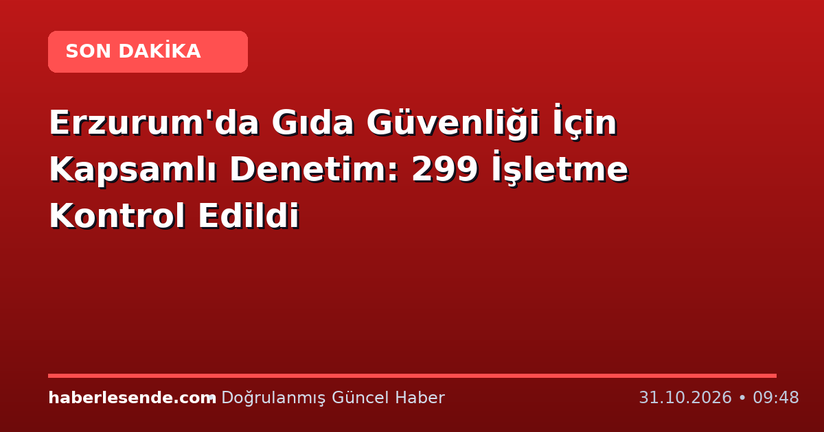 Erzurum'da Gıda Güvenliği İçin Kapsamlı Denetim: 299 İşletme Kontrol Edildi