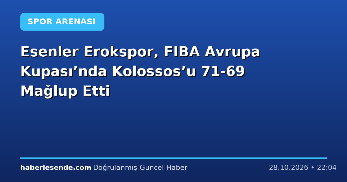 Esenler Erokspor, FIBA Avrupa Kupası’nda Kolossos’u 71-69 Mağlup Etti