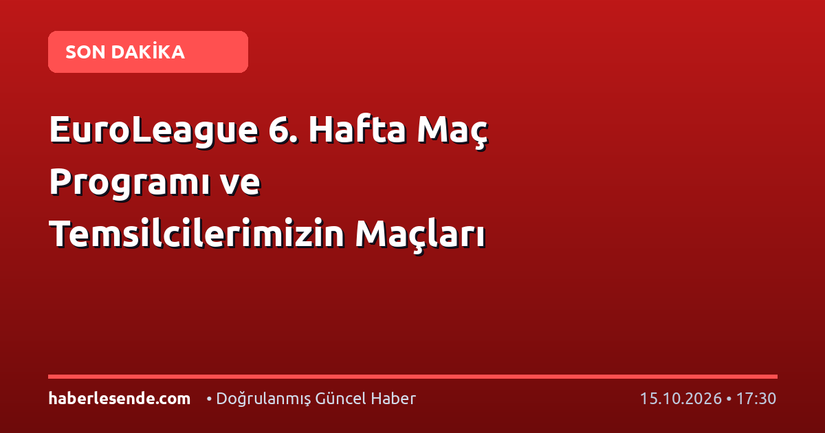 EuroLeague 6. Hafta Maç Programı ve Temsilcilerimizin Maçları
