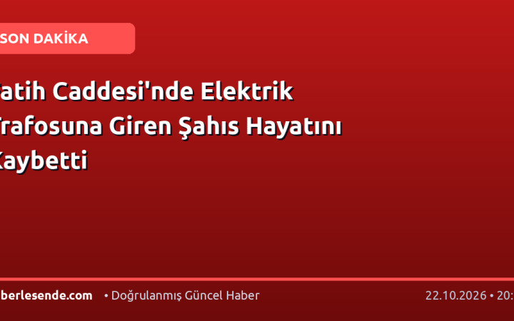 Fatih Caddesi'nde Elektrik Trafosuna Giren Şahıs Hayatını Kaybetti