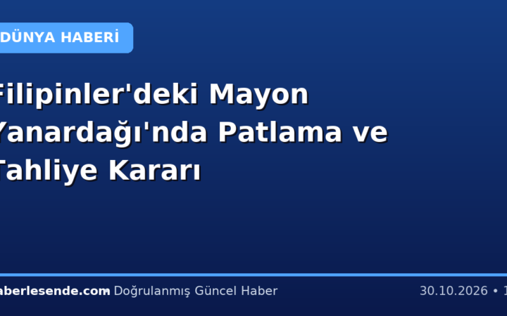 Filipinler'deki Mayon Yanardağı'nda Patlama ve Tahliye Kararı