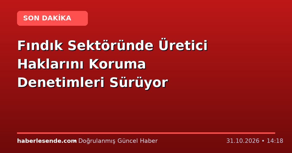 Fındık Sektöründe Üretici Haklarını Koruma Denetimleri Sürüyor