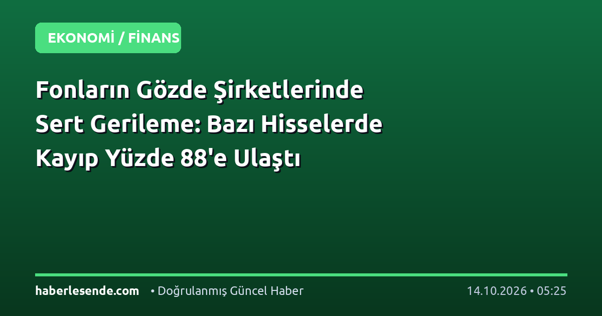 Fonların Gözde Şirketlerinde Sert Gerileme: Bazı Hisselerde Kayıp Yüzde 88'e Ulaştı