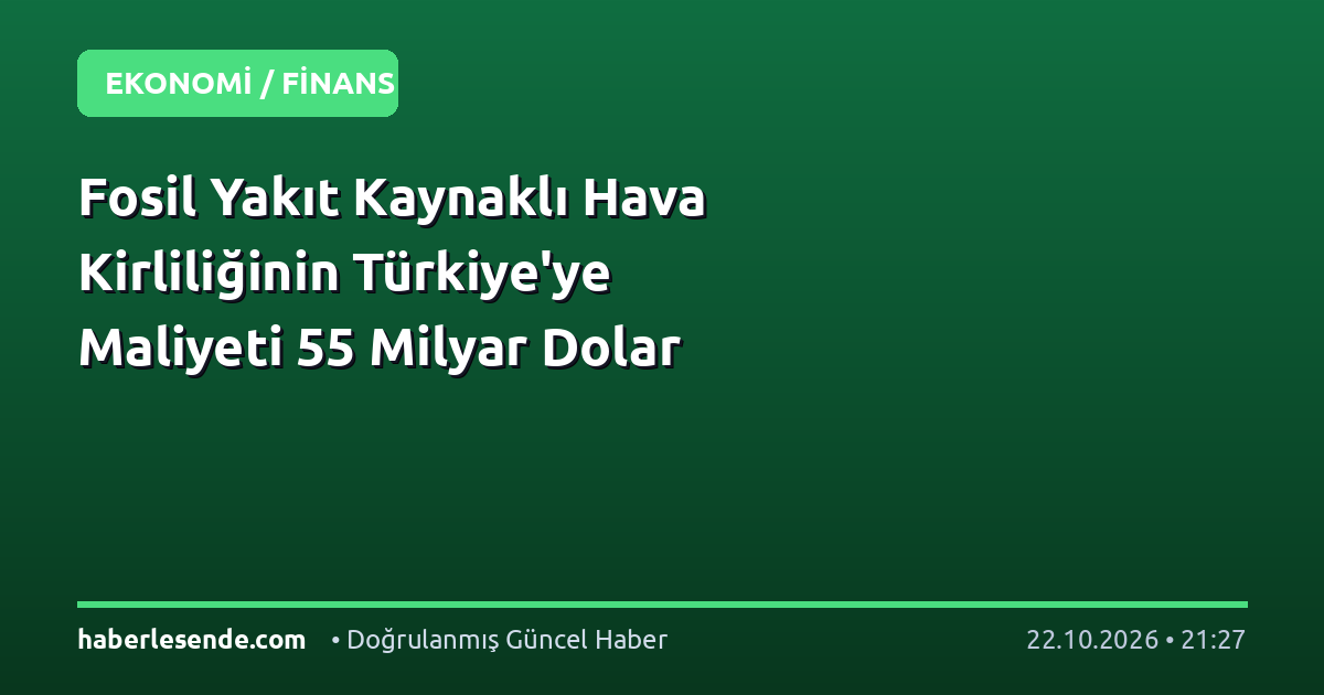 Fosil Yakıt Kaynaklı Hava Kirliliğinin Türkiye'ye Maliyeti 55 Milyar Dolar