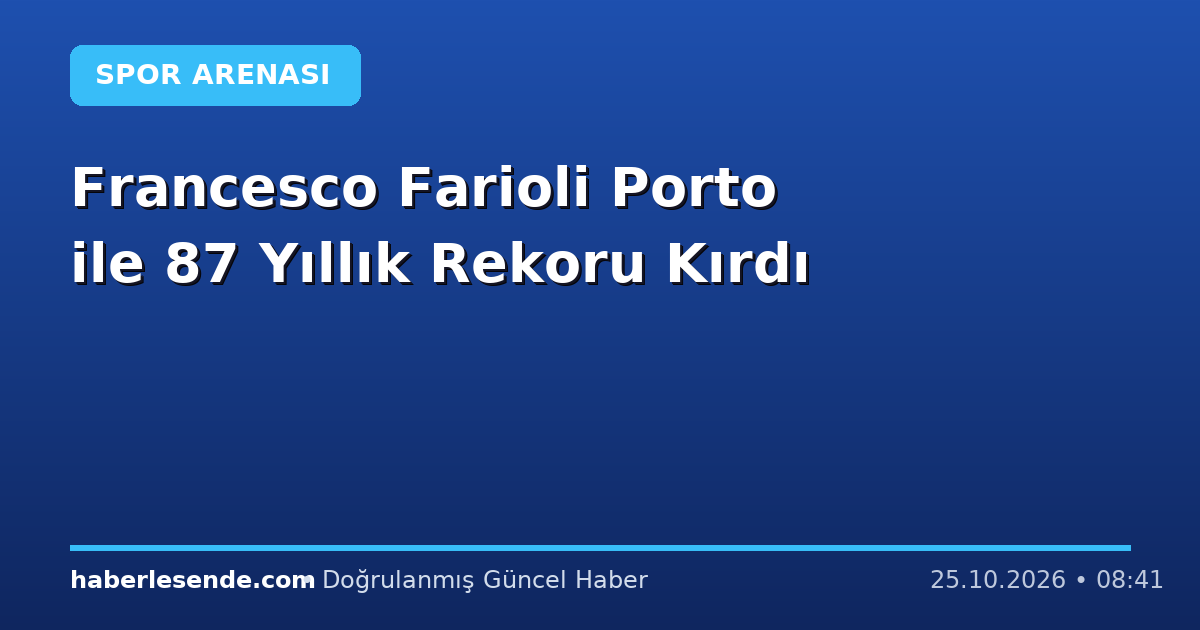 Francesco Farioli Porto ile 87 Yıllık Rekoru Kırdı
