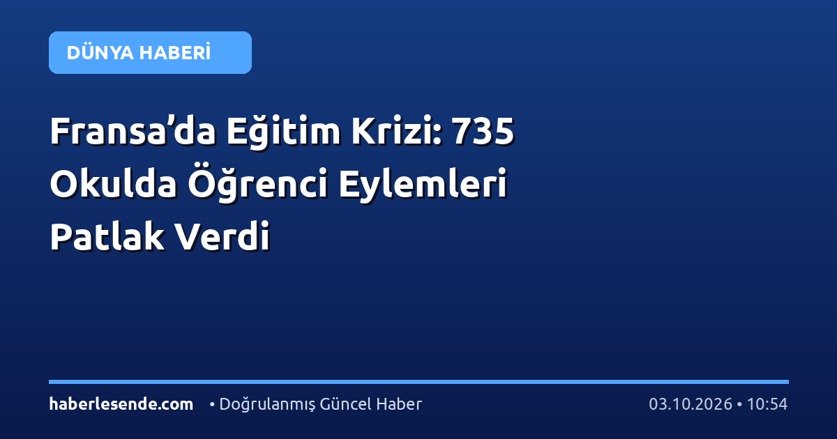 Fransa’da Eğitim Krizi: 735 Okulda Öğrenci Eylemleri Patlak Verdi