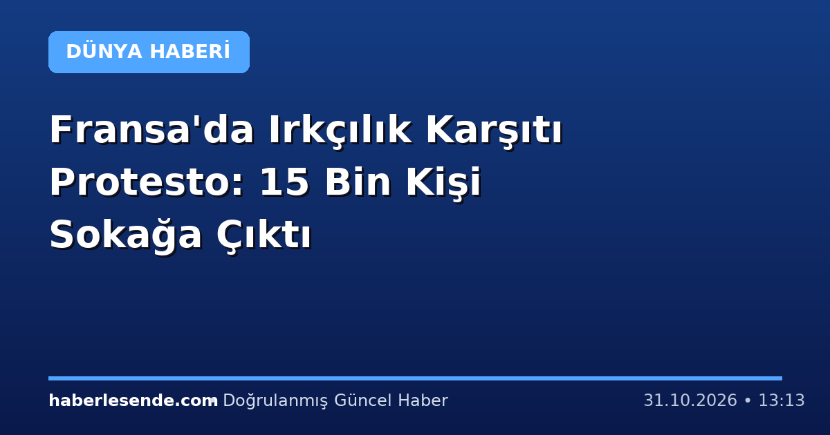 Fransa'da Irkçılık Karşıtı Protesto: 15 Bin Kişi Sokağa Çıktı